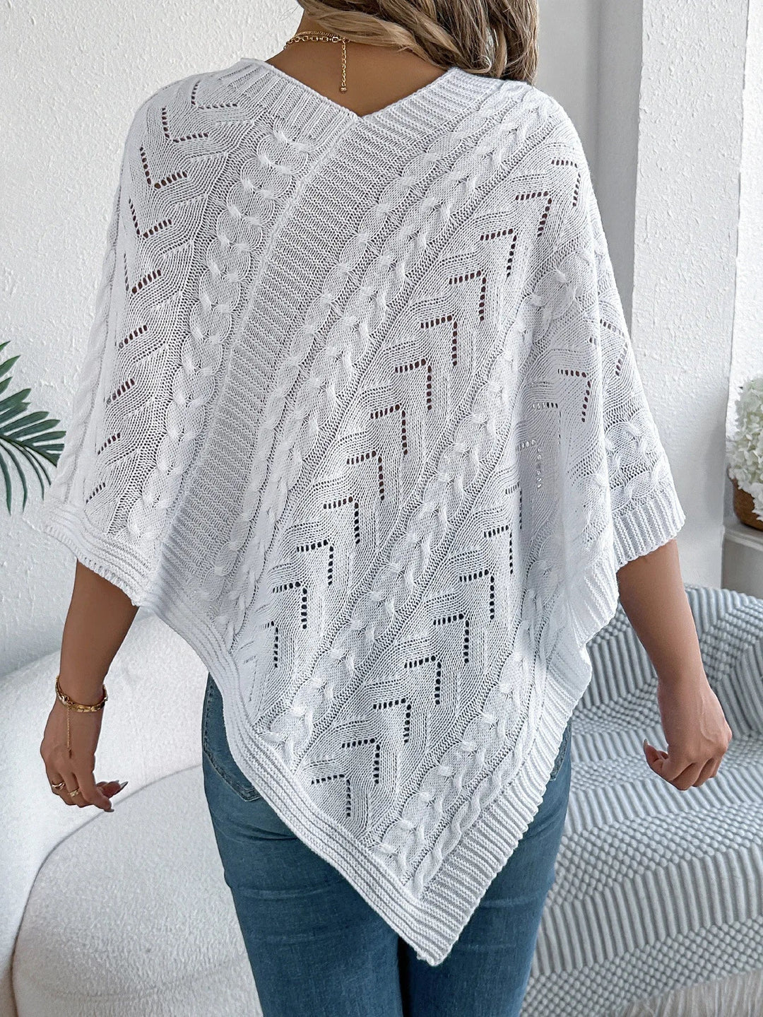Juno | V-Neck Knit Poncho for Women