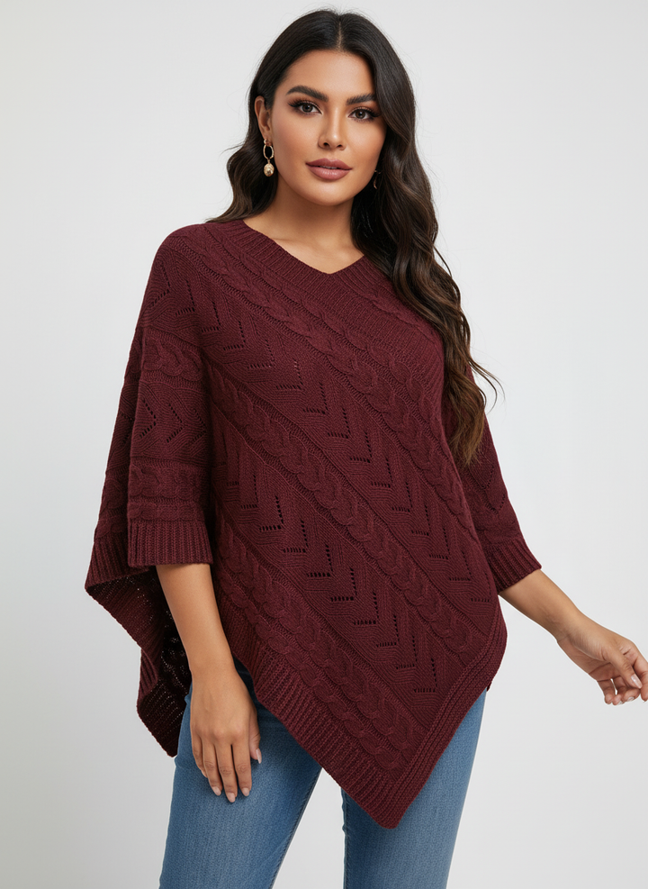 Juno | V-Neck Knit Poncho for Women