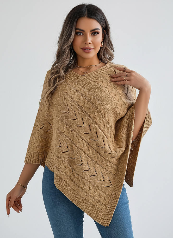 Juno | V-Neck Knit Poncho for Women