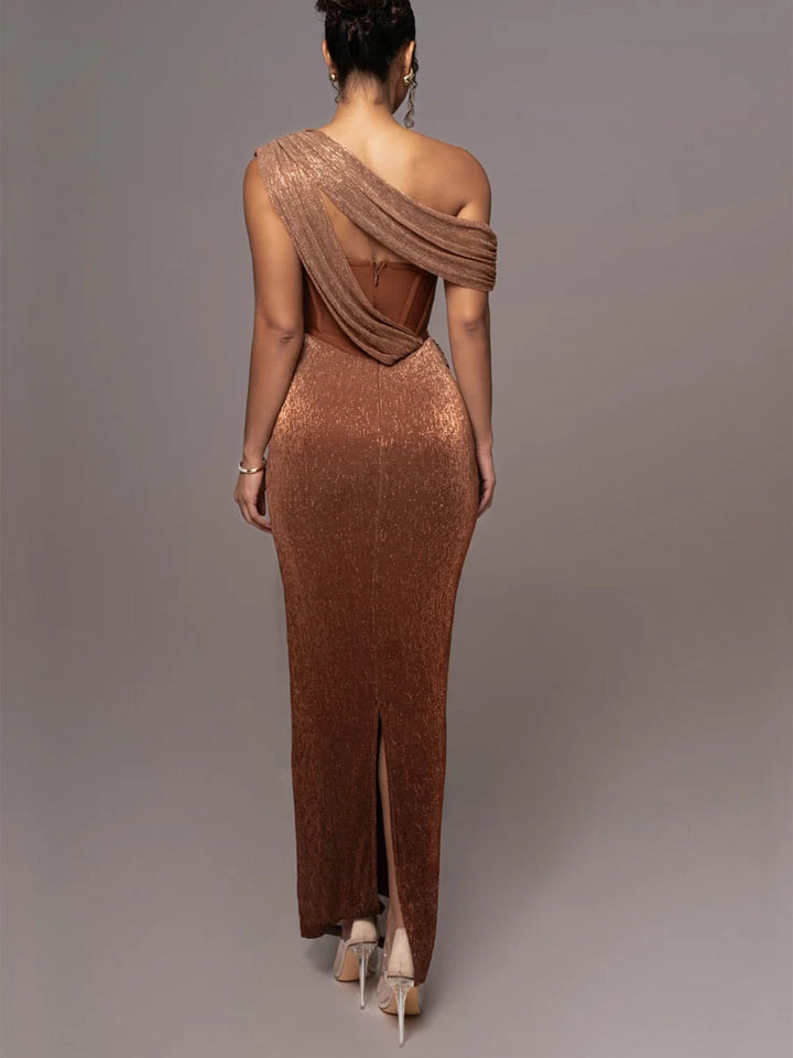 Draped Maxi Dress Women White Special Occasion