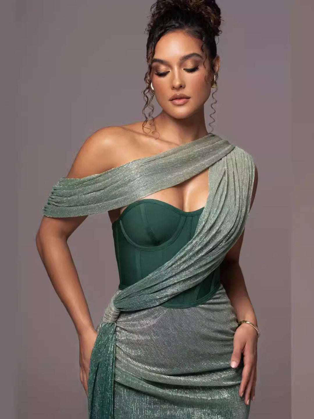 Draped Maxi Dress Women White Special Occasion