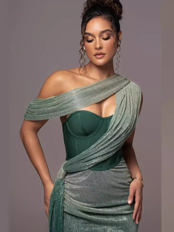 Draped Maxi Dress Women White Special Occasion