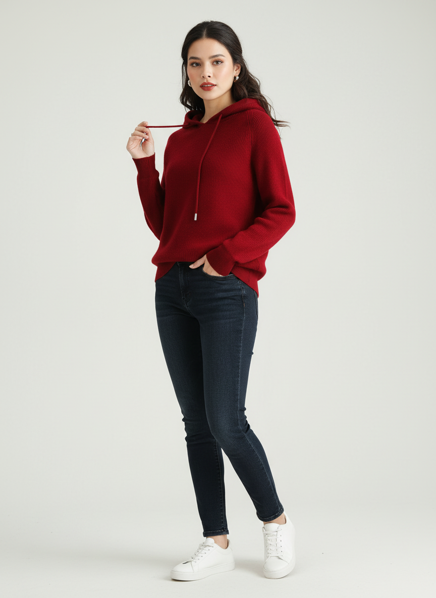 Lola | Cashmere Ribbed Hoodie for Women
