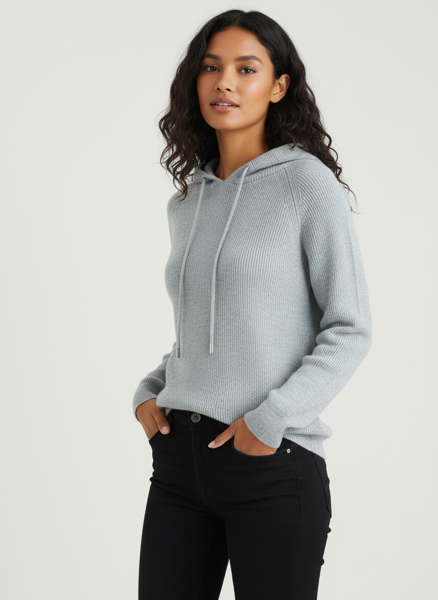 Lola | Cashmere Ribbed Hoodie for Women