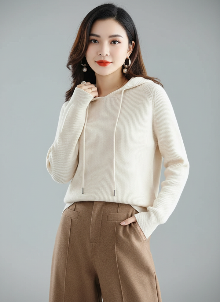 Lola | Cashmere Ribbed Hoodie for Women