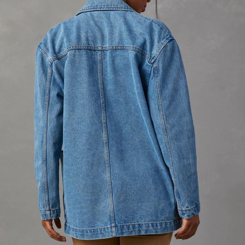 Ella | Longline Double-Breasted Denim Blazer for Women