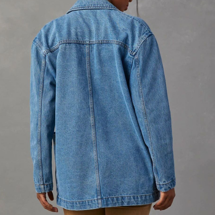 Ella | Longline Double-Breasted Denim Blazer for Women