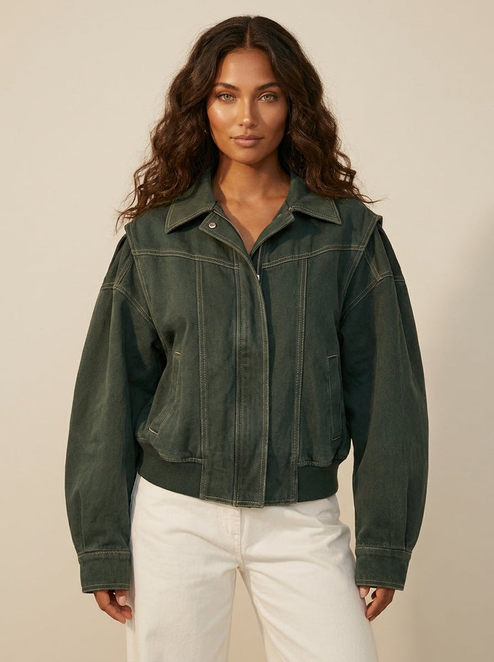 Noelle | Oversized Two-Tone Bomber Jacket for Women