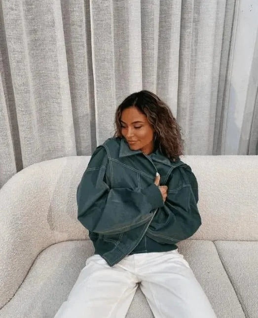 Noelle | Oversized Two-Tone Bomber Jacket for Women