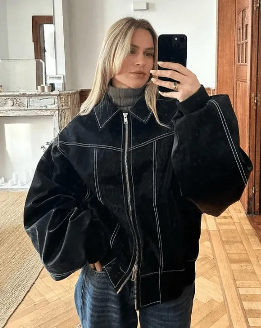 Noelle | Oversized Two-Tone Bomber Jacket for Women