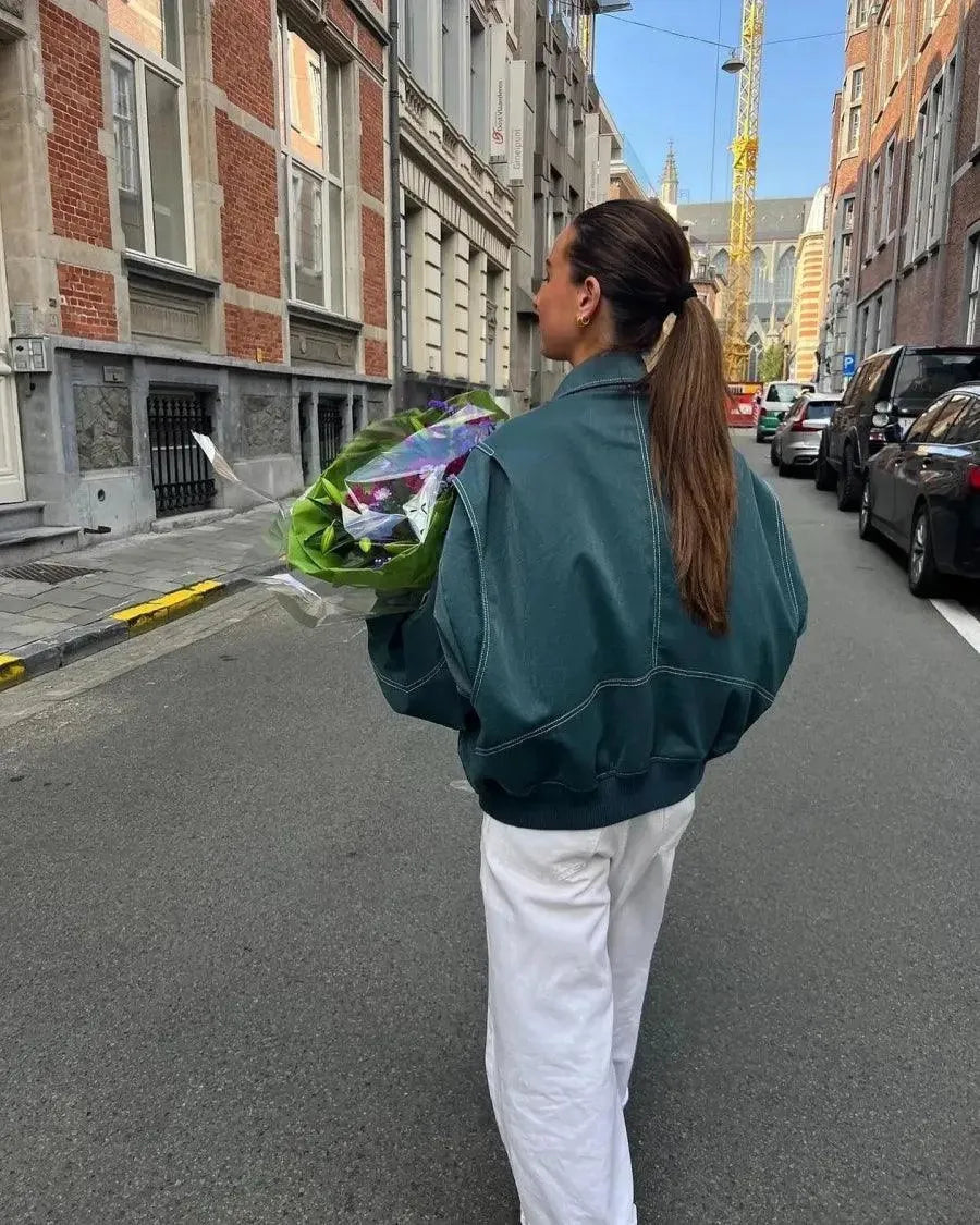 Noelle | Oversized Two-Tone Bomber Jacket for Women