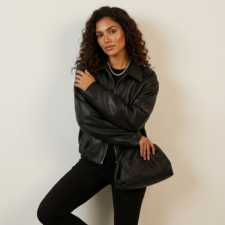 Sylvia | Oversized Faux Leather Jacket for Women