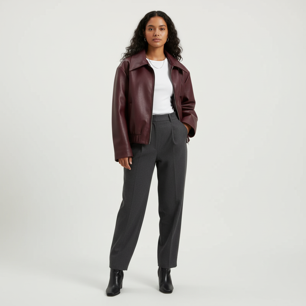 Sylvia | Oversized Faux Leather Jacket for Women