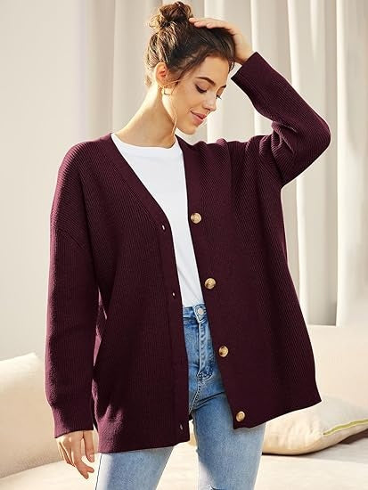 Eva | Oversized V-Neck Cardigan for Women