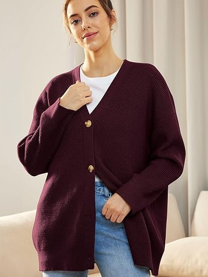 Eva | Oversized V-Neck Cardigan for Women