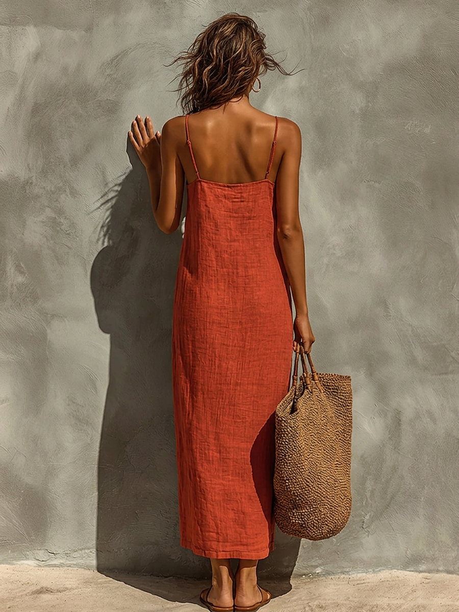 Red Linen Dress | Casual Dress