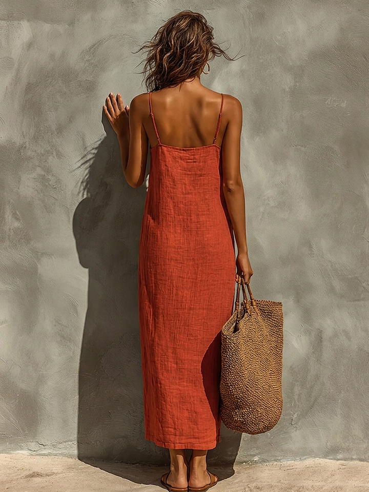 Red Linen Dress | Casual Dress