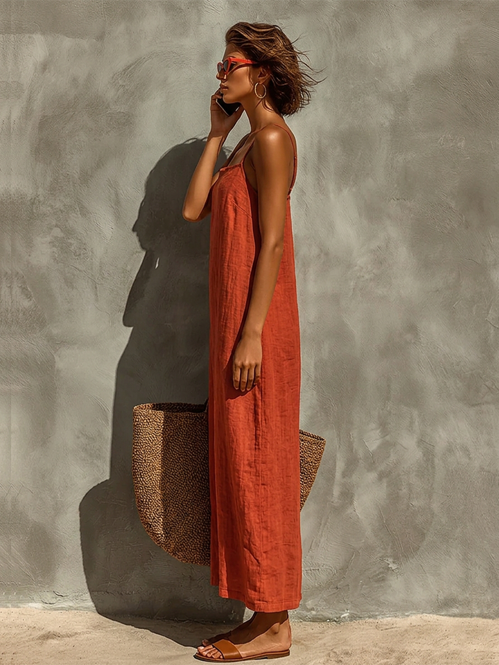 Red Linen Dress | Casual Dress