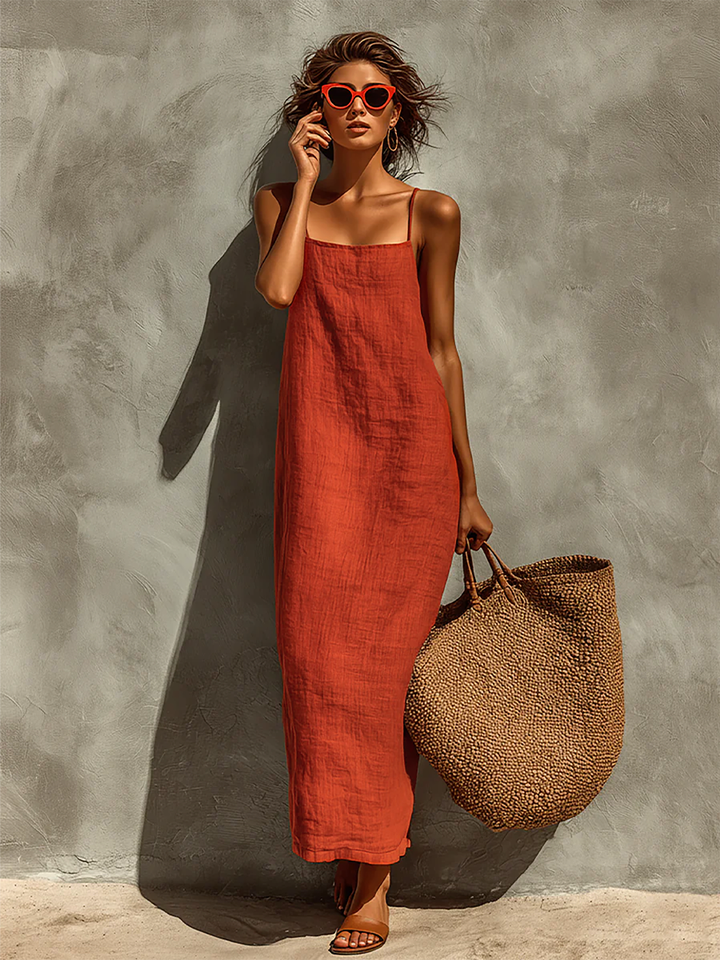 Red Linen Dress | Casual Dress