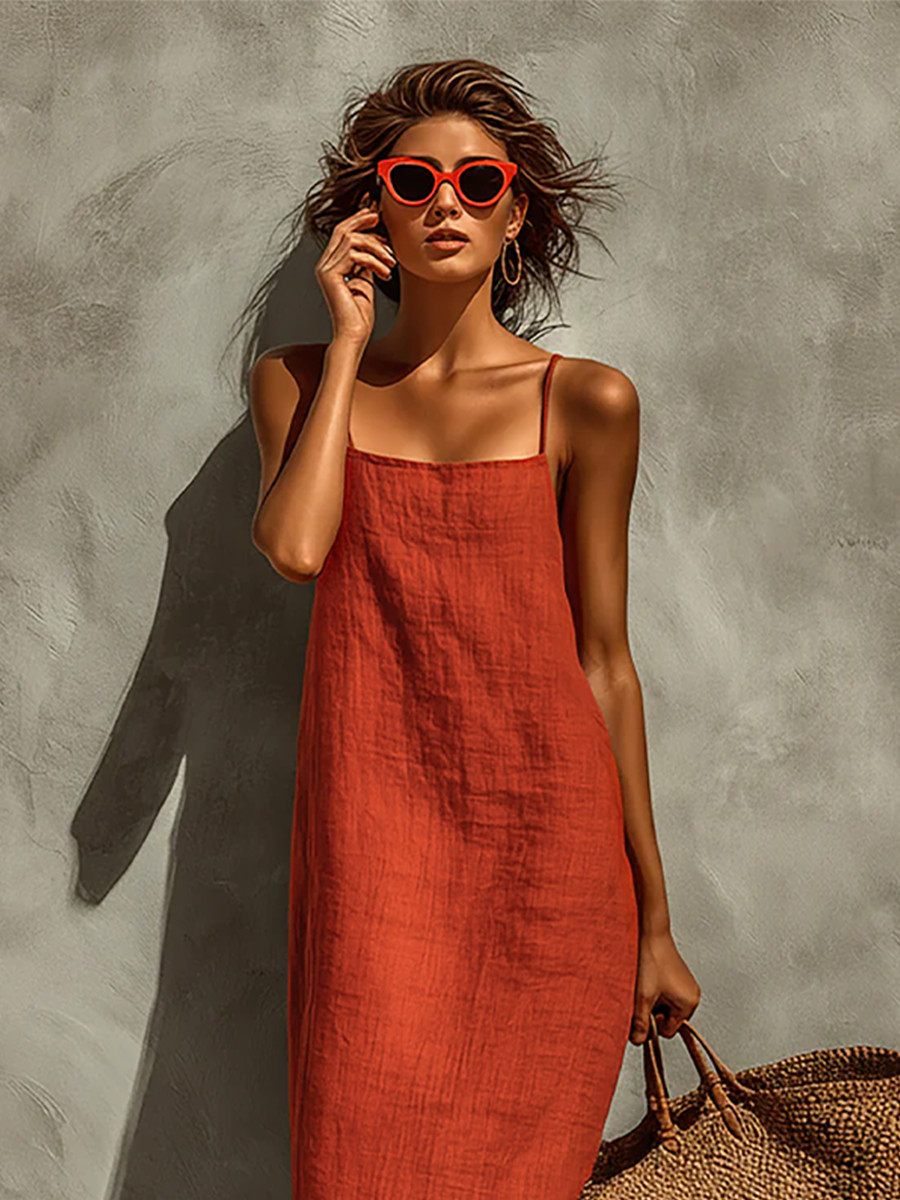 Red Linen Dress | Casual Dress