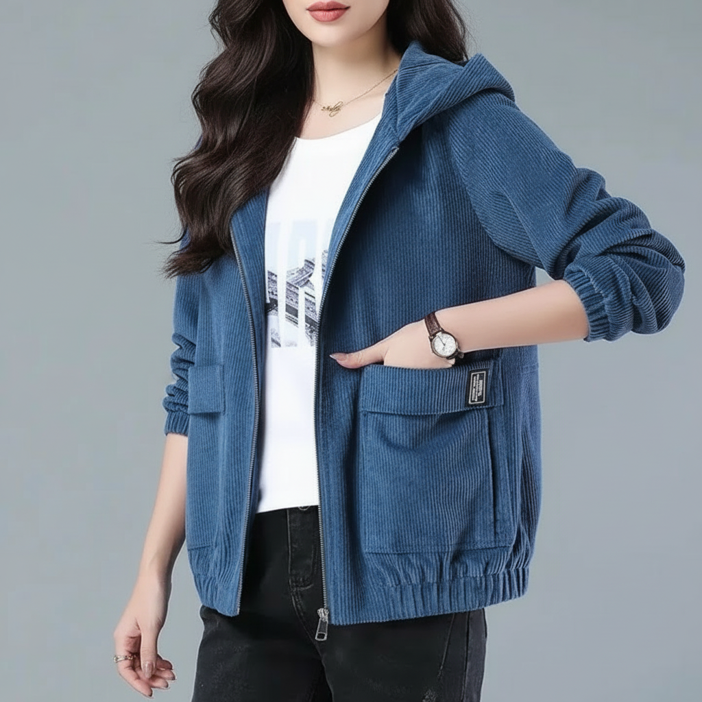 Vivienne | Corduroy Hooded Jacket for Women