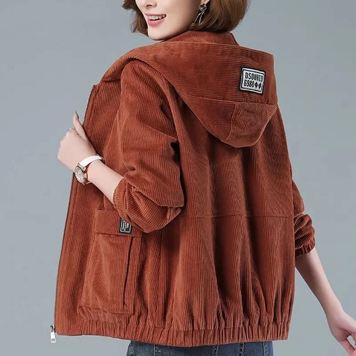 Vivienne | Corduroy Hooded Jacket for Women