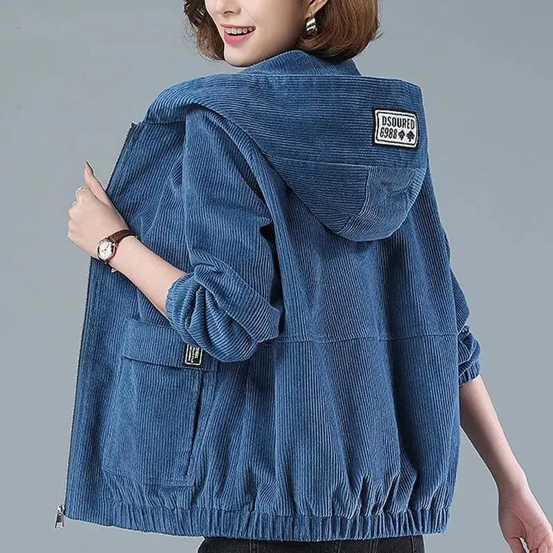 Vivienne | Corduroy Hooded Jacket for Women