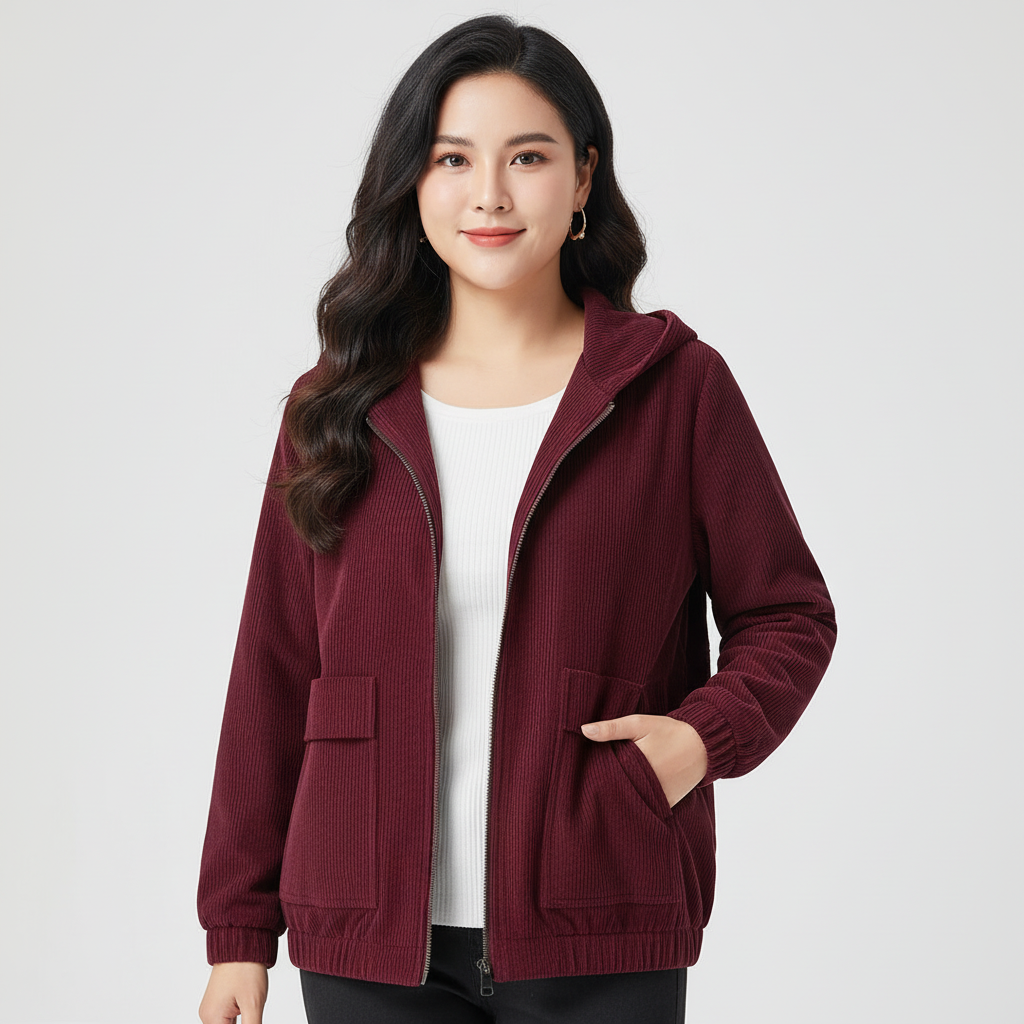 Vivienne | Corduroy Hooded Jacket for Women