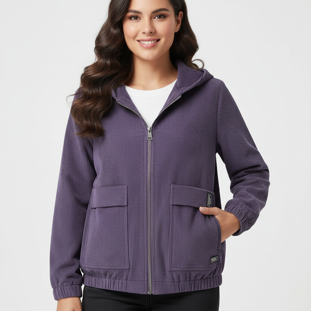 Vivienne | Corduroy Hooded Jacket for Women