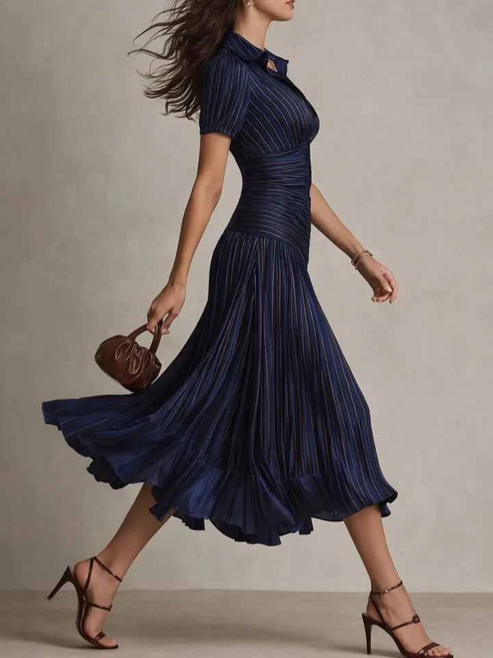 Zaffira Pleated Midi Dress – White Midi Dress