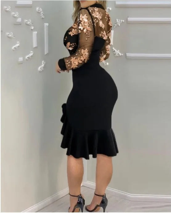 Mesh Ruffle Dress Dress Embroidered Sequin – Sequin Dress