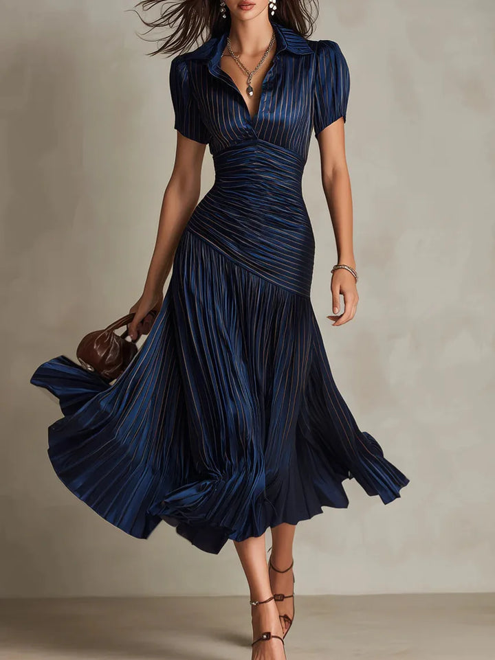 Zaffira Pleated Midi Dress – White Midi Dress
