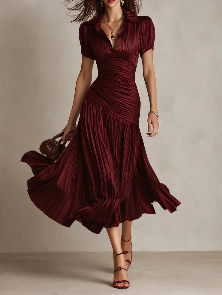 Zaffira Pleated Midi Dress – White Midi Dress