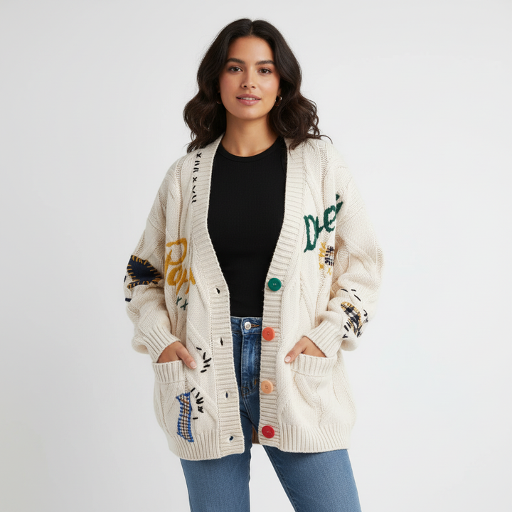 Lena | Chunky Knit Button-Front Cardigan for Women
