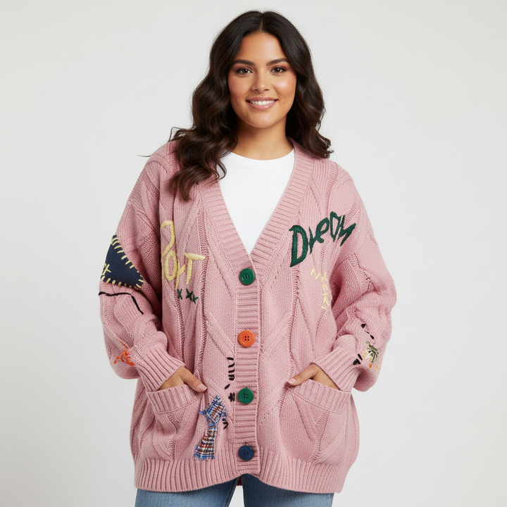 Lena | Chunky Knit Button-Front Cardigan for Women