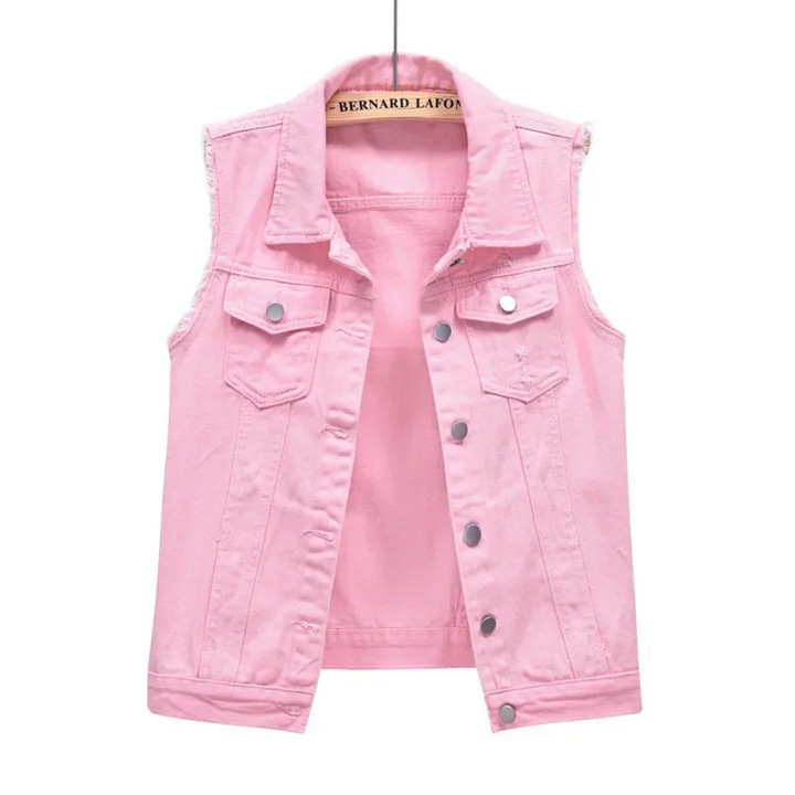 Phoebe | Button-Front Sleeveless Denim Gilet for Women