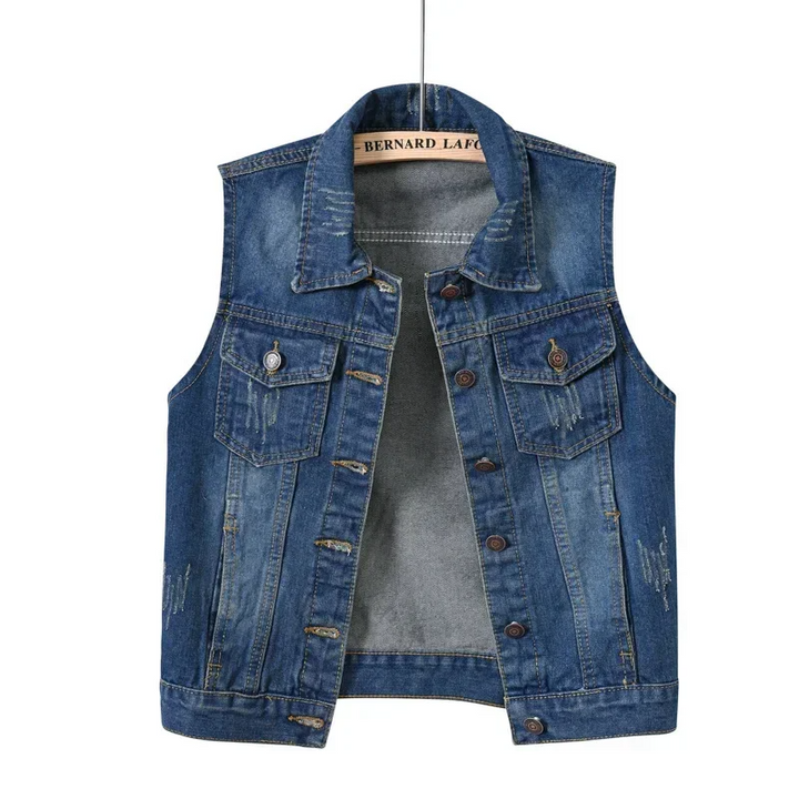 Phoebe | Button-Front Sleeveless Denim Gilet for Women