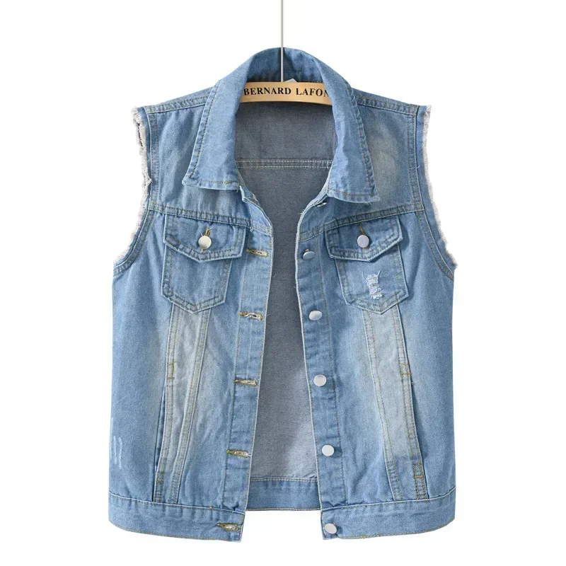Phoebe | Button-Front Sleeveless Denim Gilet for Women
