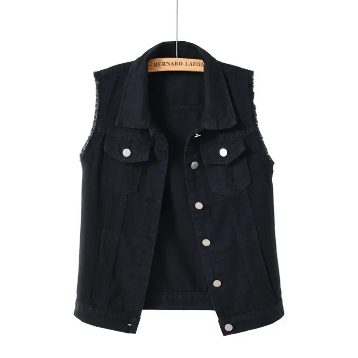 Phoebe | Button-Front Sleeveless Denim Gilet for Women