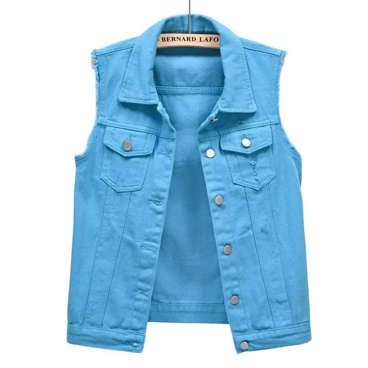 Phoebe | Button-Front Sleeveless Denim Gilet for Women