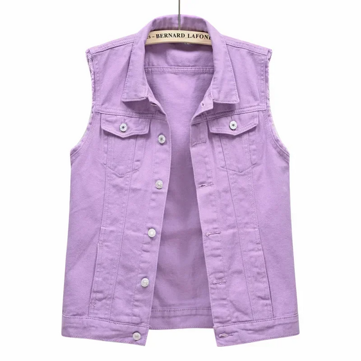 Phoebe | Button-Front Sleeveless Denim Gilet for Women