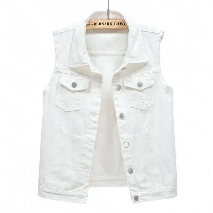 Phoebe | Button-Front Sleeveless Denim Gilet for Women