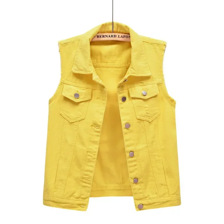 Phoebe | Button-Front Sleeveless Denim Gilet for Women