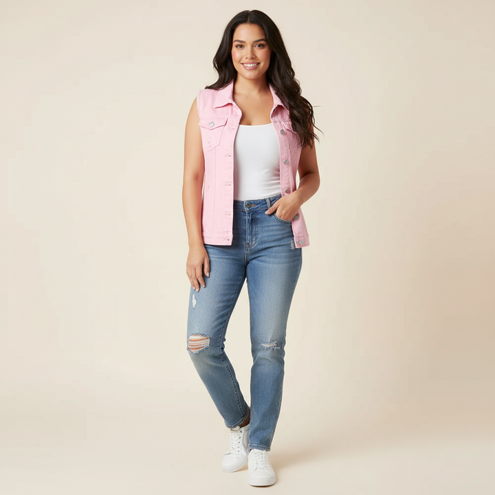 Phoebe | Button-Front Sleeveless Denim Gilet for Women