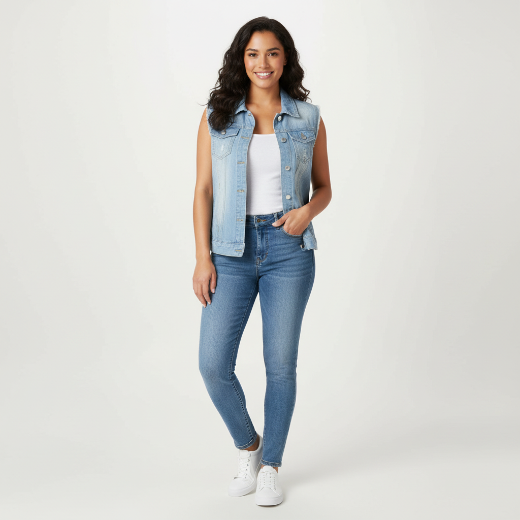 Phoebe | Button-Front Sleeveless Denim Gilet for Women