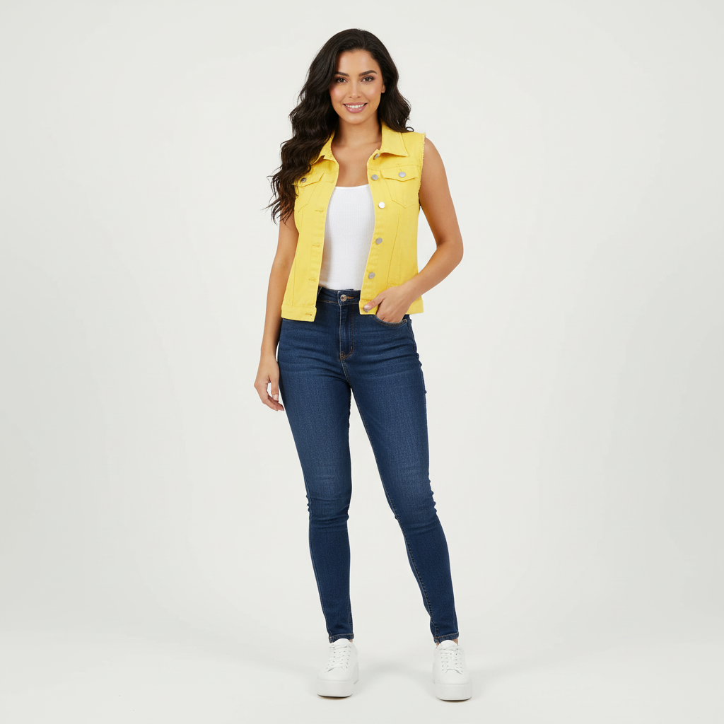 Phoebe | Button-Front Sleeveless Denim Gilet for Women