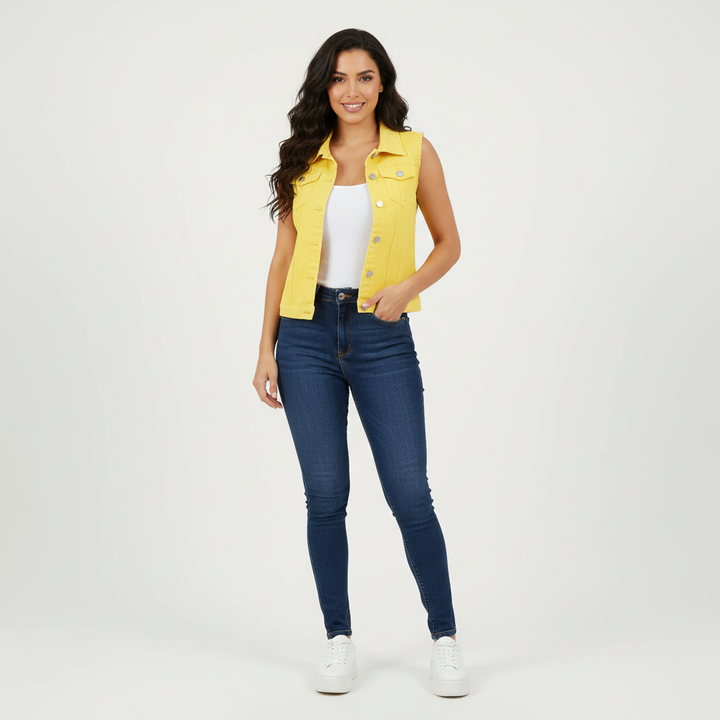 Phoebe | Button-Front Sleeveless Denim Gilet for Women