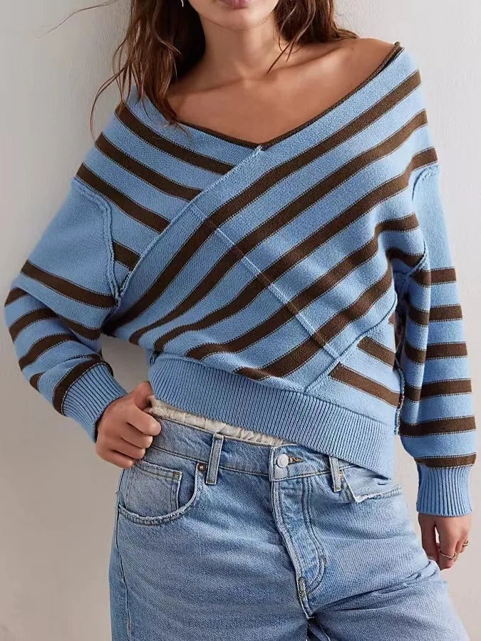 Autumn | Striped Off-Shoulder Sweater for Women