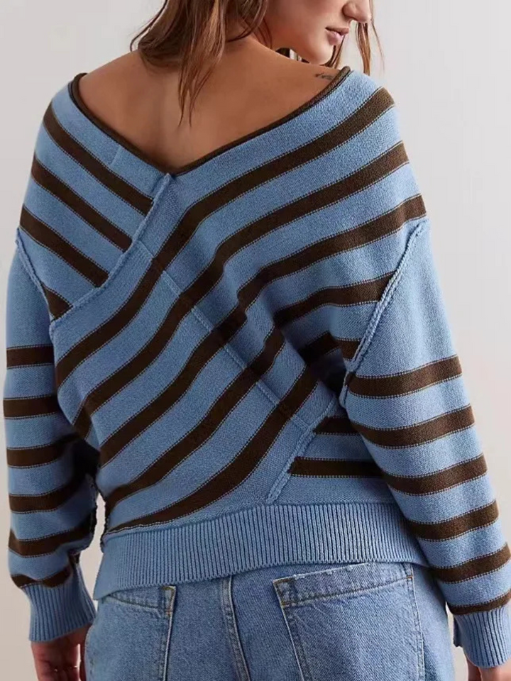 Autumn | Striped Off-Shoulder Sweater for Women