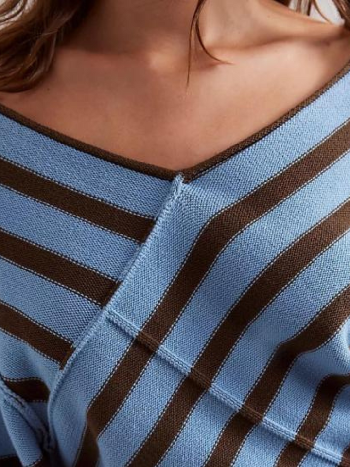Autumn | Striped Off-Shoulder Sweater for Women